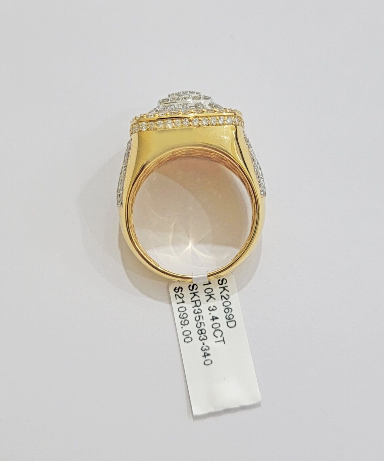 Real 10k Yellow Diamond Ring Mens Band 3.40 Ct Round Cut & Baguette GENUINE - GoldenlinQ