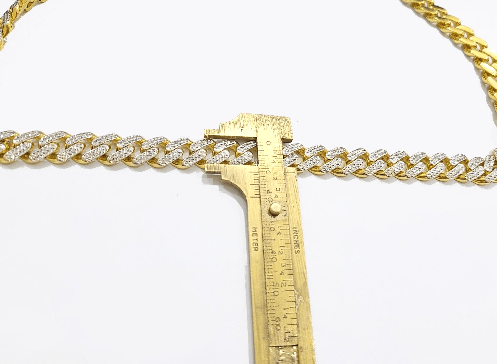 Real 10k Yellow Gold 10mm Monaco Chain Diamond Cut 22" inch Necklace - GoldenlinQ