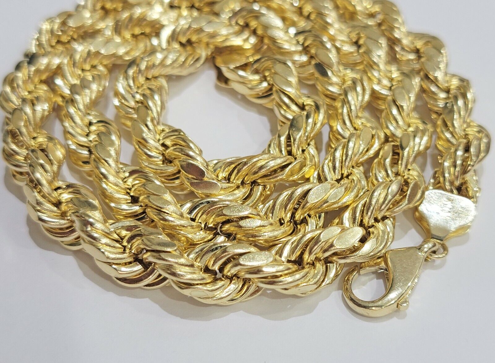 Real 10K Yellow Gold 10mm Rope Chain 24" Inch Thick Men - GoldenlinQ