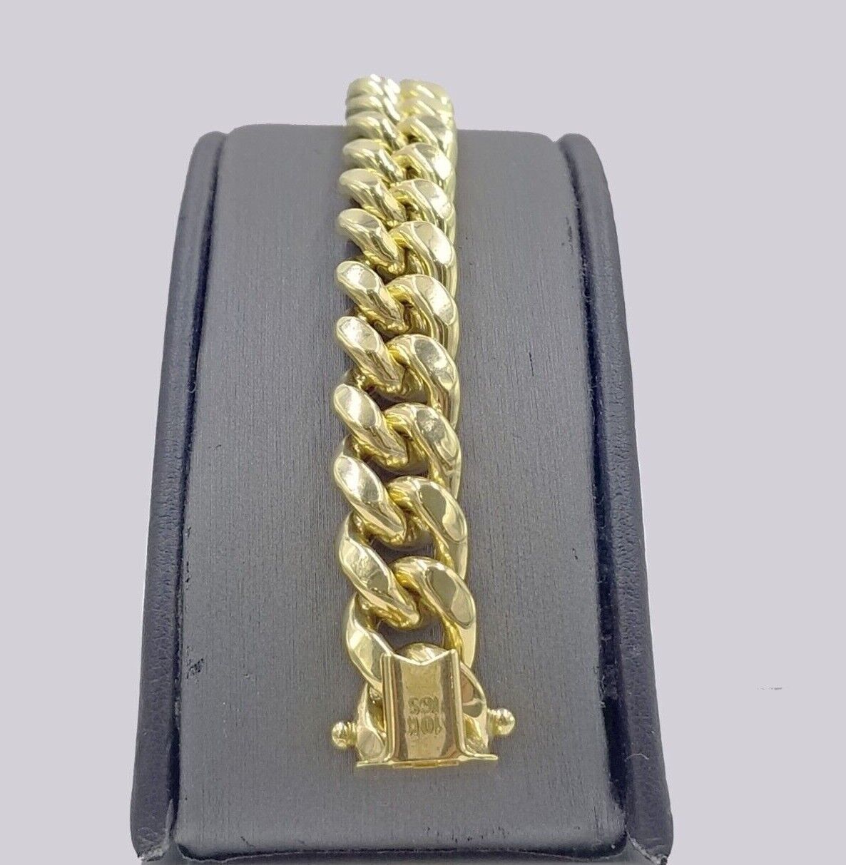 Real 10k Yellow Gold 11mm Miami Cuban Link Bracelet 9" inch For Men's - GoldenlinQ
