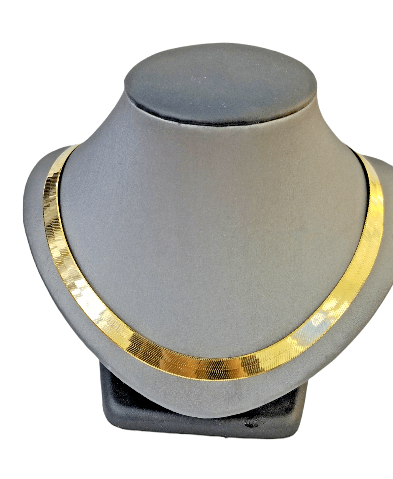 Real 10k Yellow Gold 12mm Herring Bone Chain Necklace 18'' Inch Lobster lock - GoldenlinQ