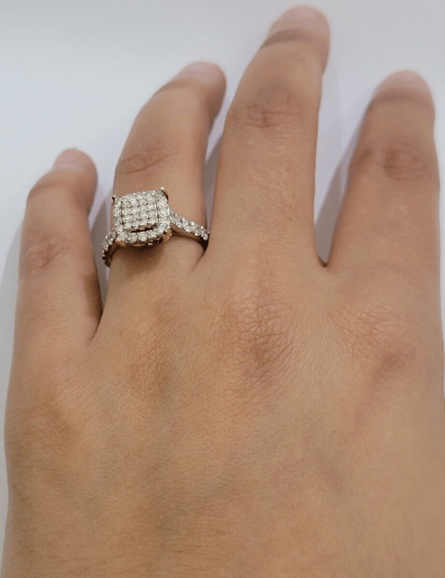 Real 10k Yellow Gold 1.35CT Diamond Ring Women Band Natural Genuine Wedding SALE - GoldenlinQ