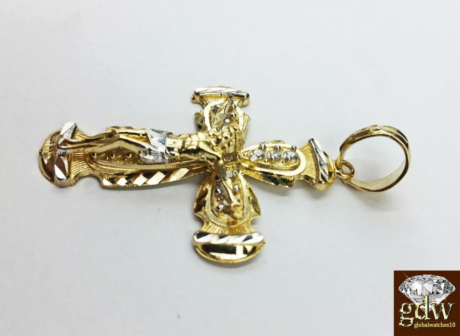 Real 10k Yellow Gold 2 Inch Jesus Charm/Pendant with Diamond Cuts for Men/Women. - GoldenlinQ