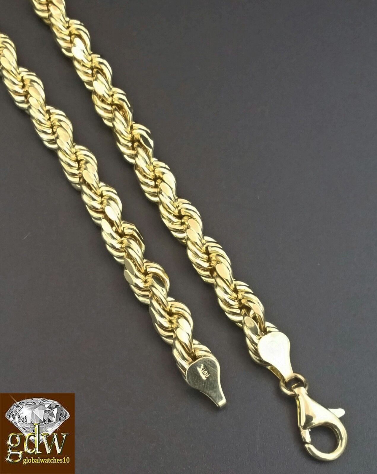 Real 10K Yellow Gold 28 Inch Rope Chain with Jesus Cross Charm Pendant - GoldenlinQ