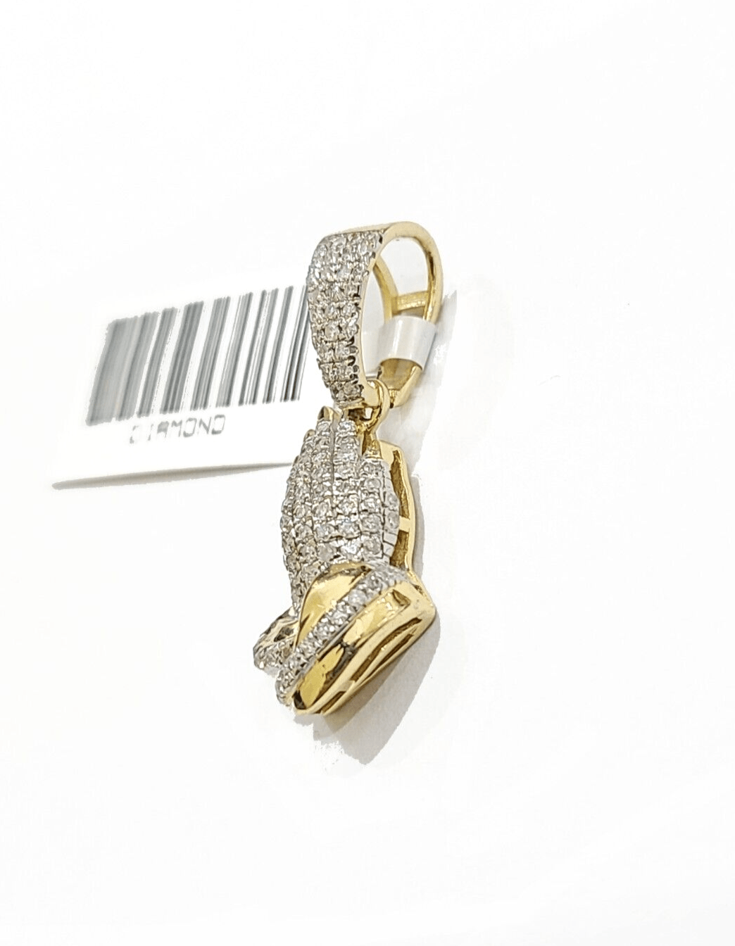 Real 10k Yellow Gold 3mm Rope Chain 20" inch Necklace Praying Hand Charm Pendant - GoldenlinQ