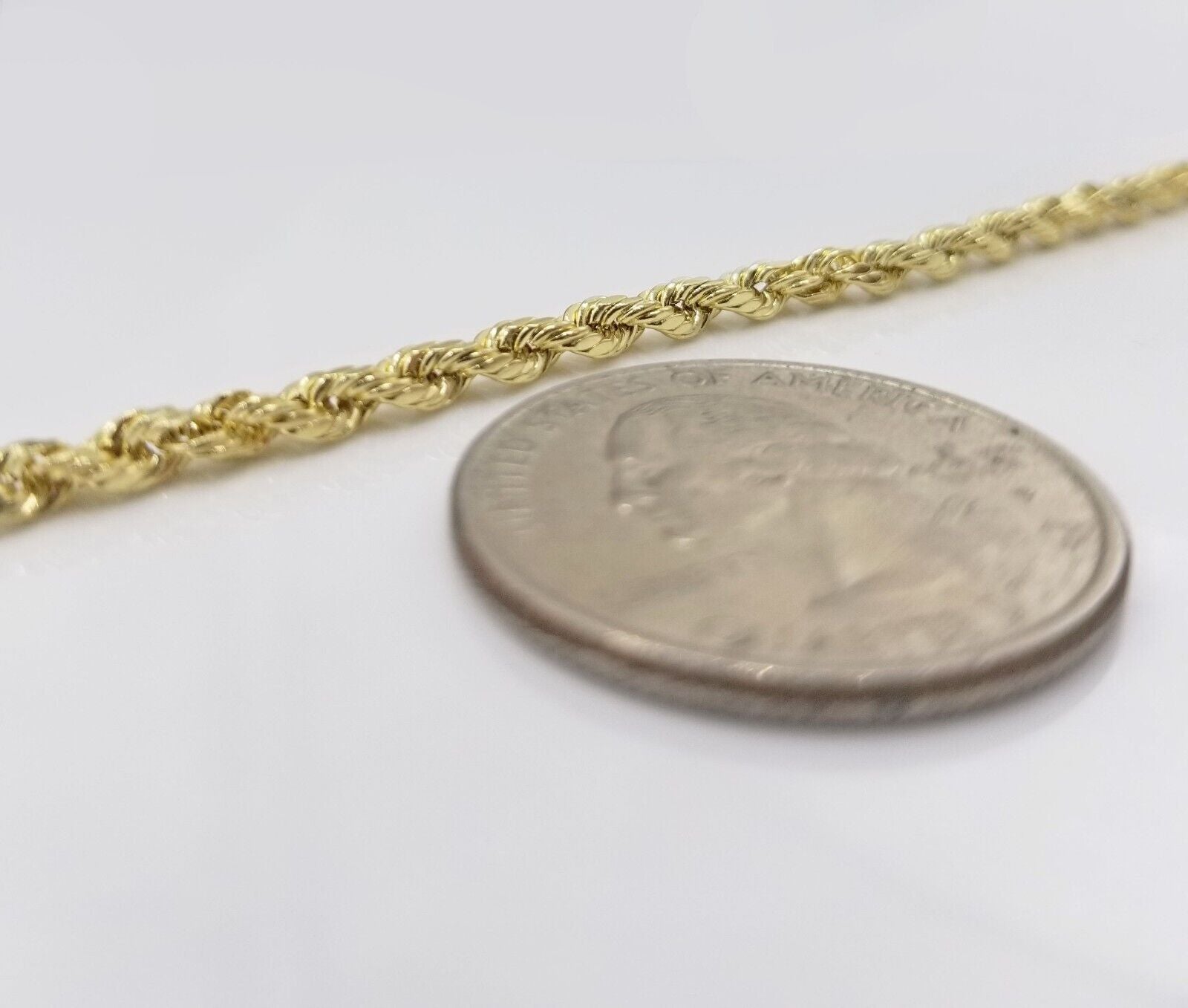 Real 10k Yellow Gold 3mm Rope Chain Cross Pendant 20" inch Necklace , Men Women - GoldenlinQ