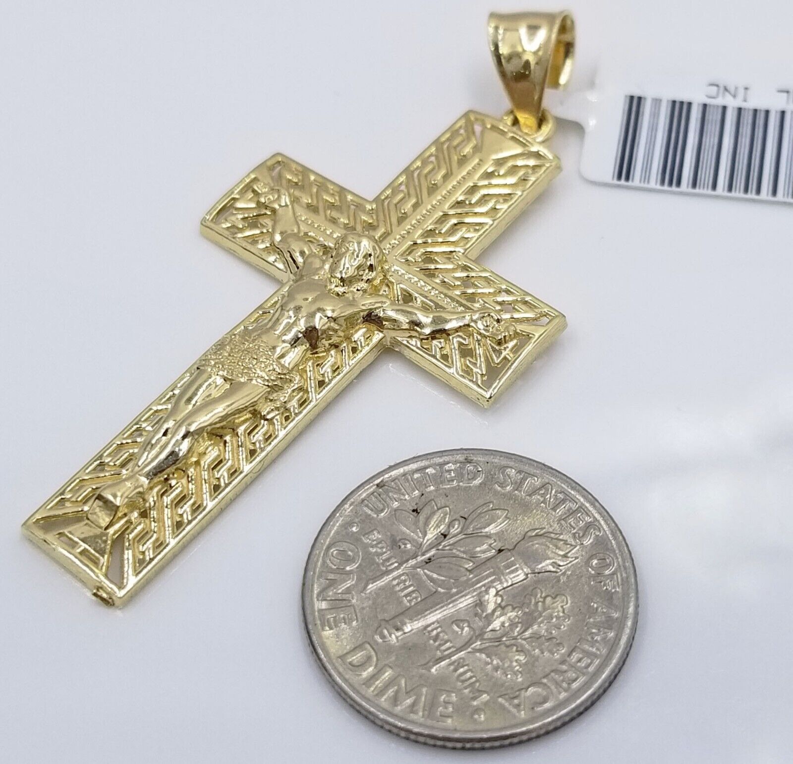 Real 10k Yellow Gold 3mm Rope Chain Cross Pendant 20" inch Necklace , Men Women - GoldenlinQ