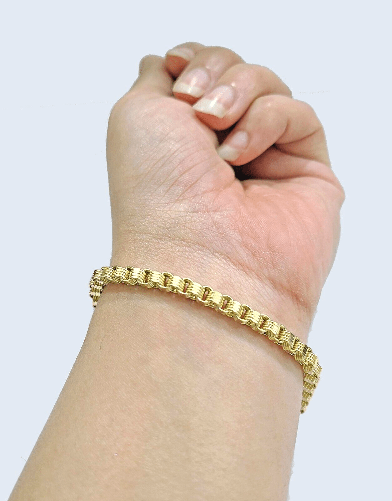 Real 10k Yellow Gold 4mm Box Byzantine Bracelet 8" inch 10kt Unisex Men Women - GoldenlinQ