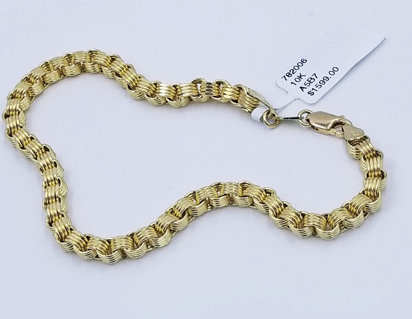 Real 10k Yellow Gold 4mm Box Byzantine Bracelet 8.5" inch 10kt Unisex Men Women - GoldenlinQ
