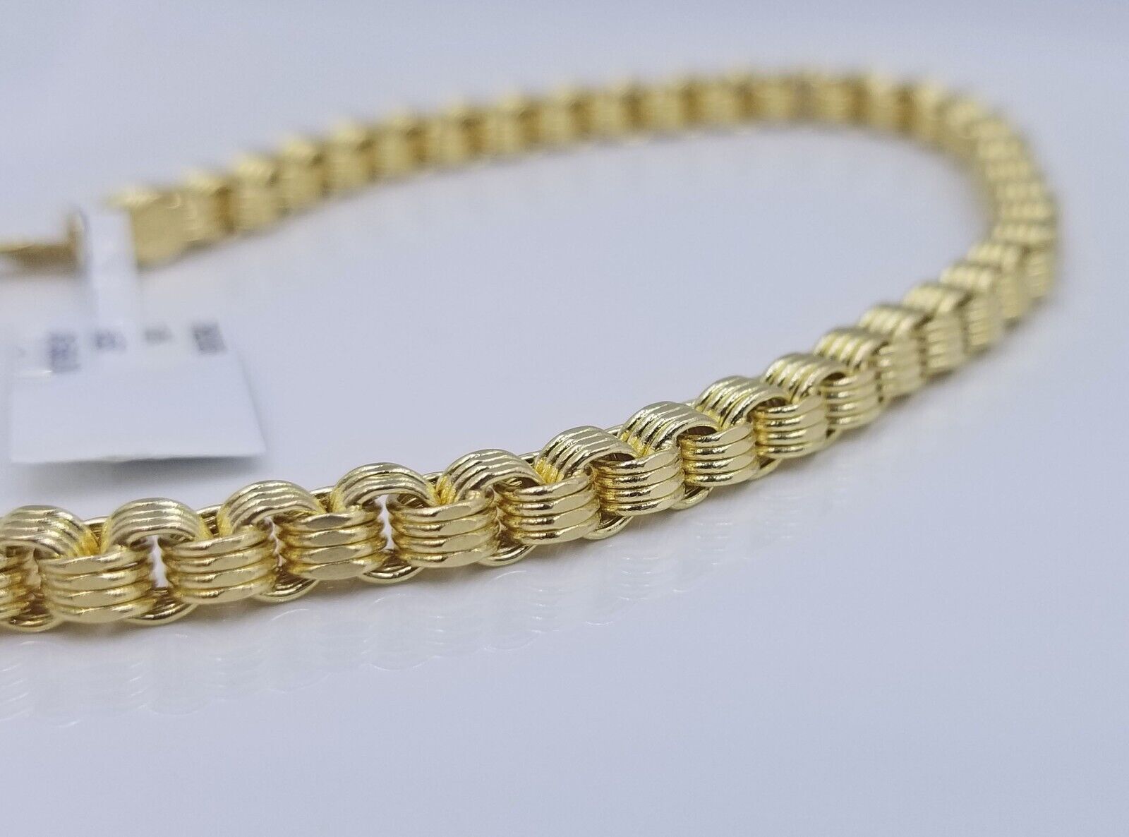 Real 10k Yellow Gold 4mm Box Byzantine Bracelet 8.5" inch 10kt Unisex Men Women - GoldenlinQ
