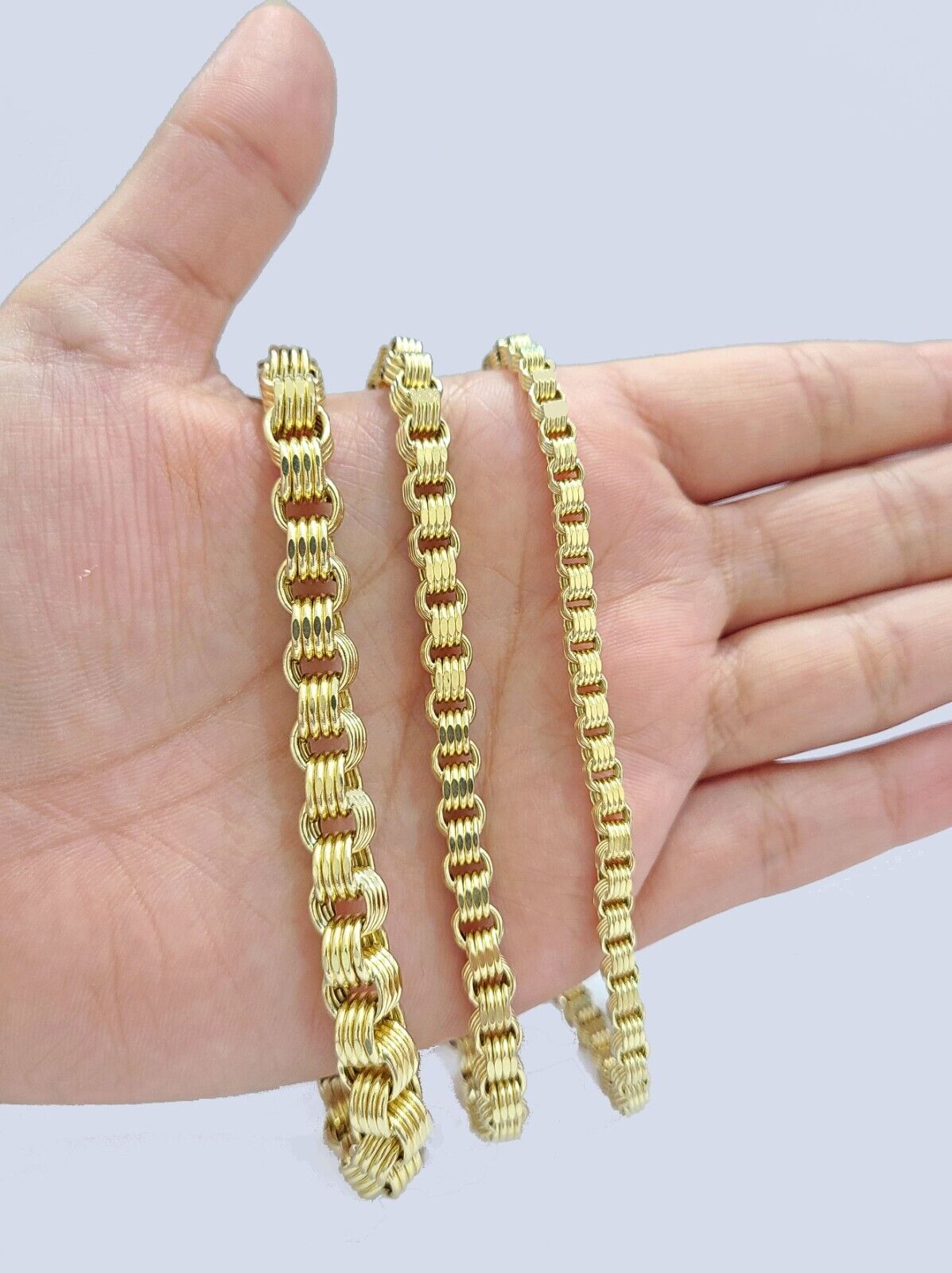 Real 10k Yellow Gold 5mm Box Byzantine Bracelet 8" inch 10kt Unisex Men Women - GoldenlinQ