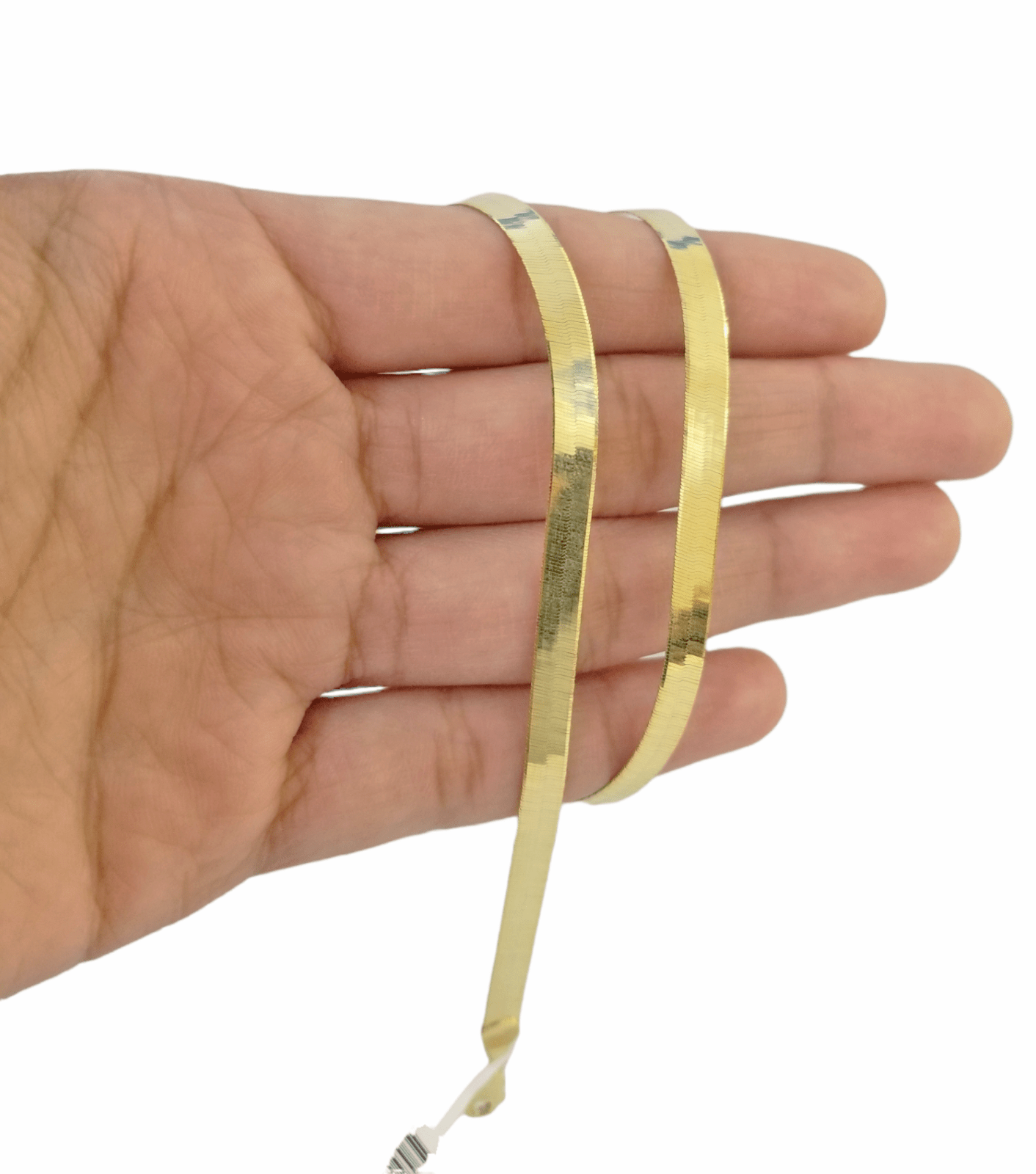 Real 10K Yellow Gold 5mm Herring Bone Chain Necklace 20 Inch Lobster lock - GoldenlinQ