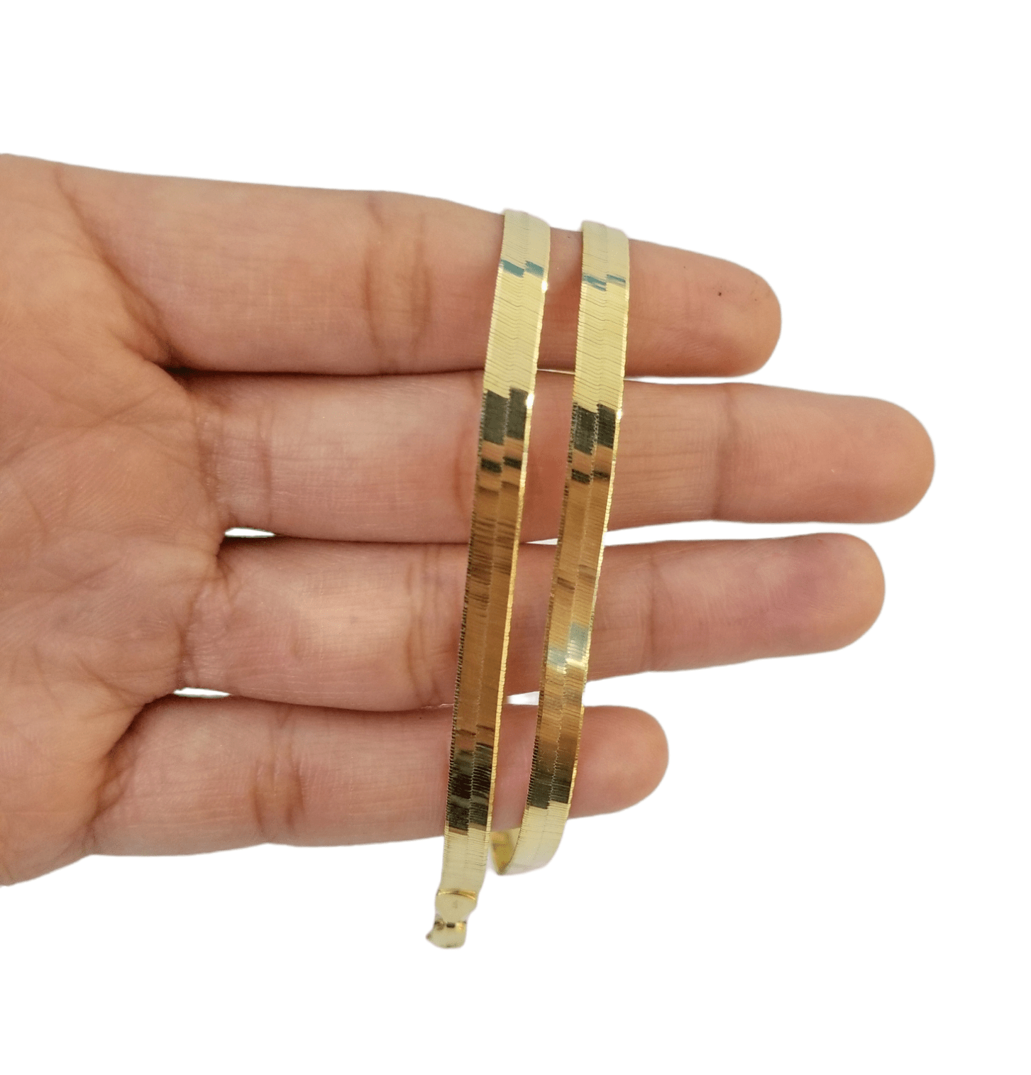 Real 10K Yellow Gold 5mm Herring Bone Chain Necklace 20 Inch Lobster lock - GoldenlinQ