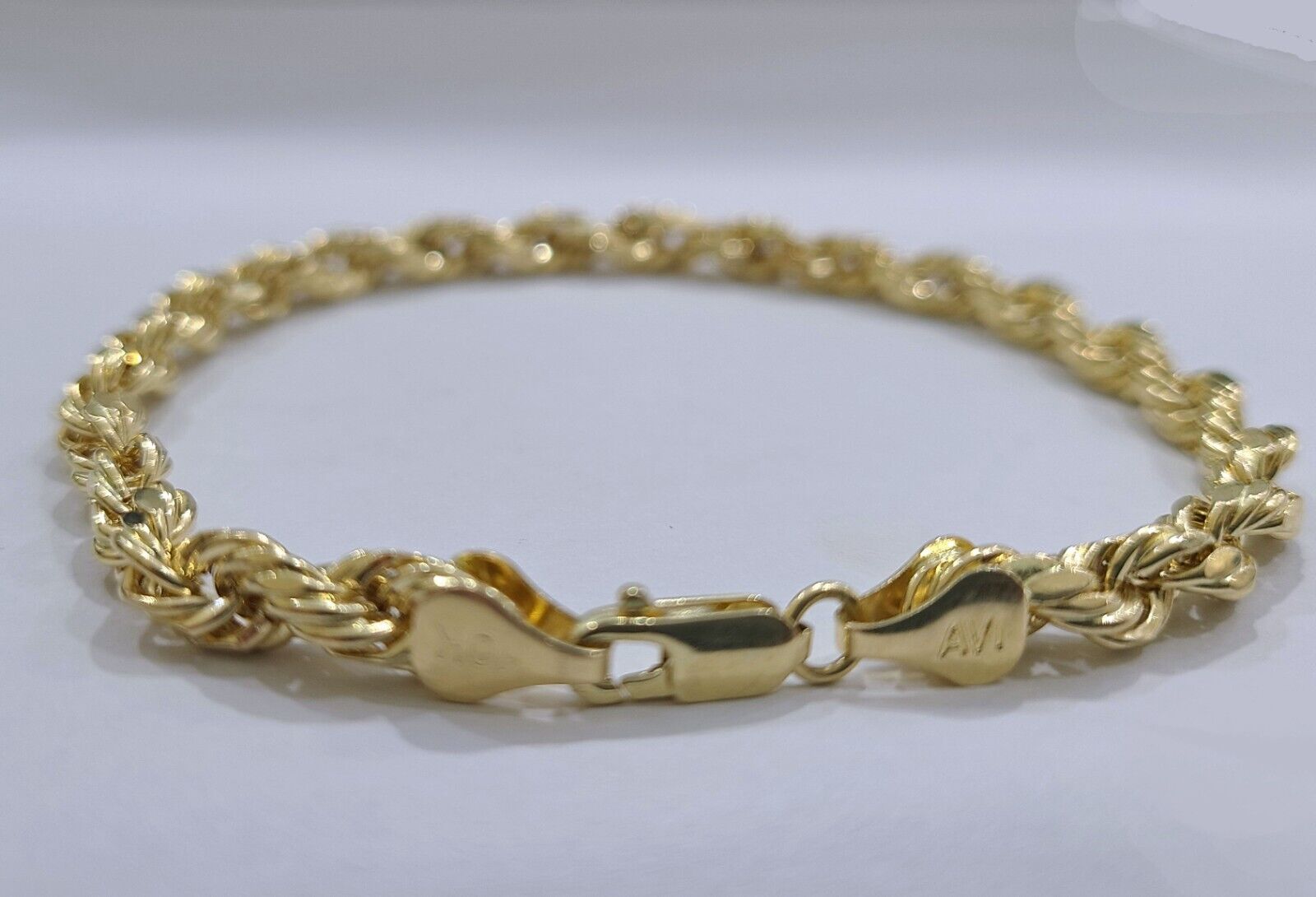 Real 10k Yellow Gold 5mm Rope Bracelet 9'' inch 10kt Unisex - GoldenlinQ