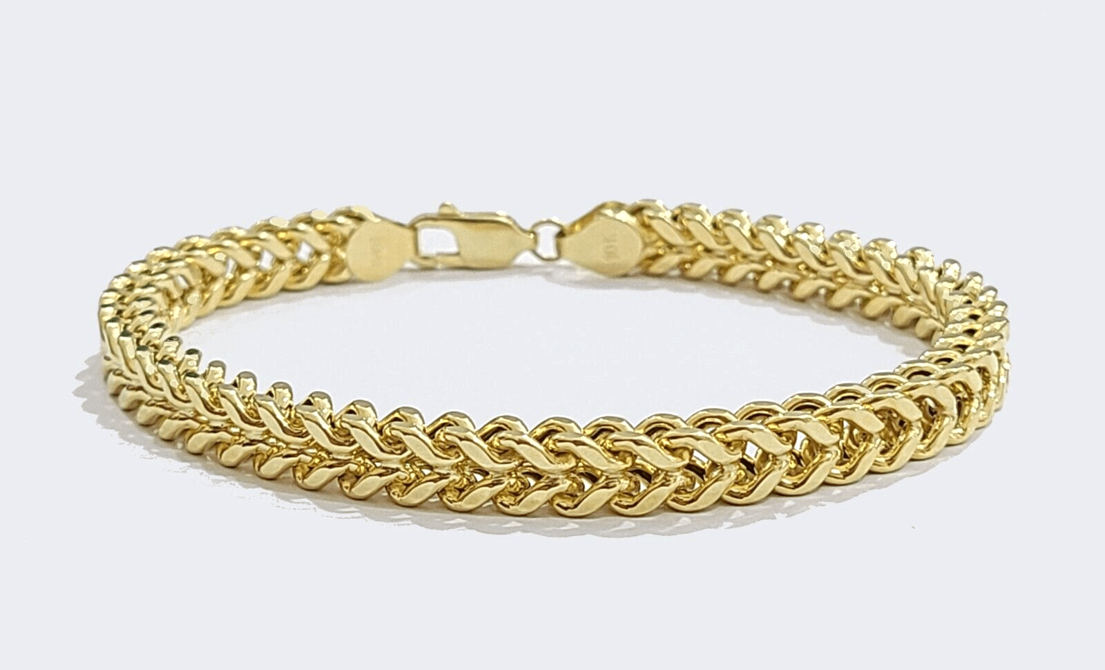 Real 10k Yellow Gold 6mm Franco Bracelet 8" inch 10kt Unisex Men Women - GoldenlinQ