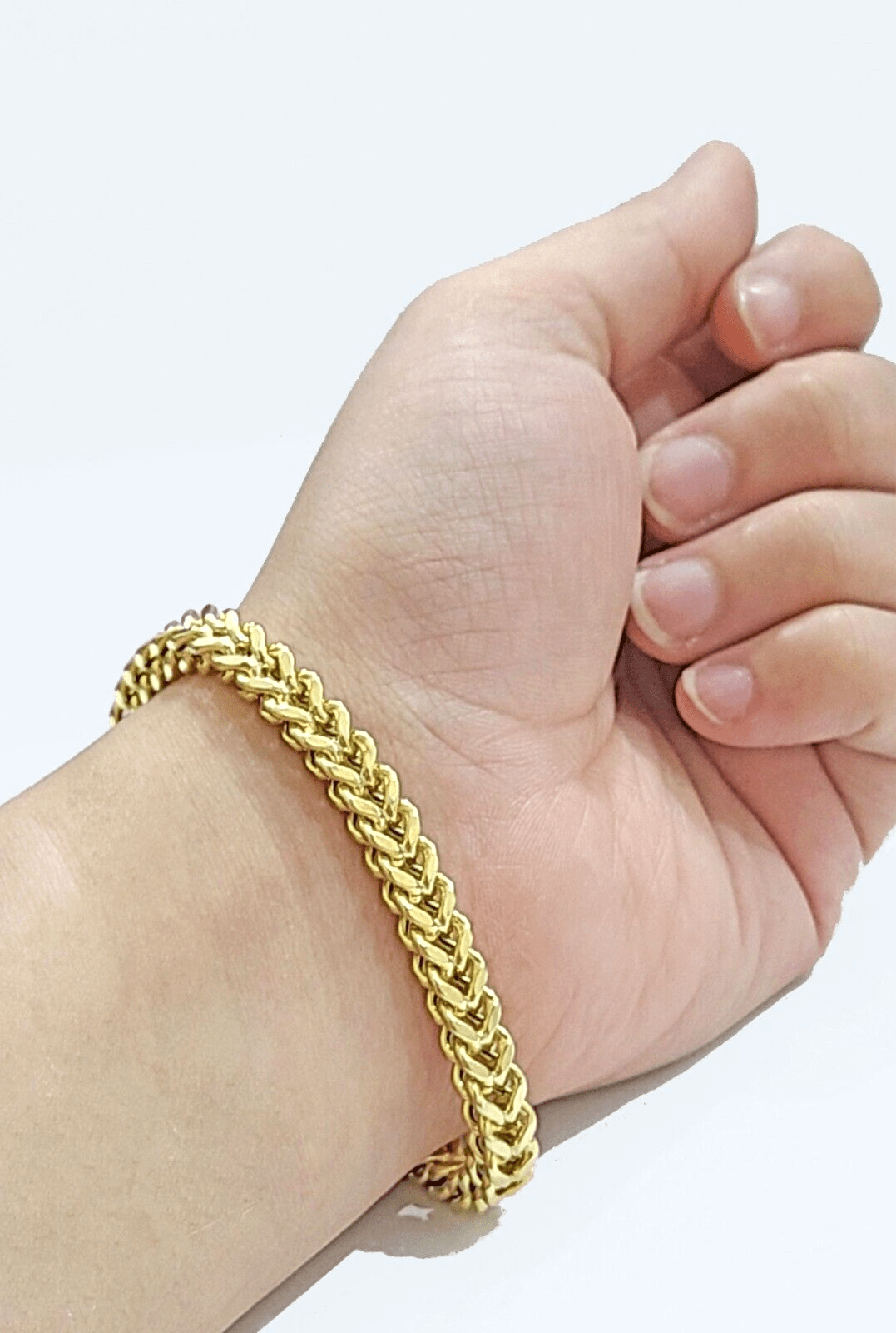 Real 10k Yellow Gold 6mm Franco Bracelet 8" inch 10kt Unisex Men Women - GoldenlinQ