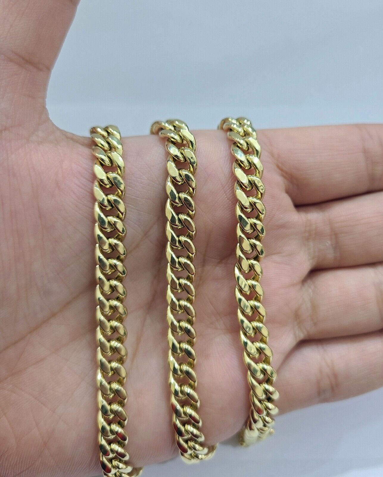 Real 10k Yellow Gold 6mm Miami Cuban Chain Necklace 18'' - 28'' inch 10kt Unisex - GoldenlinQ