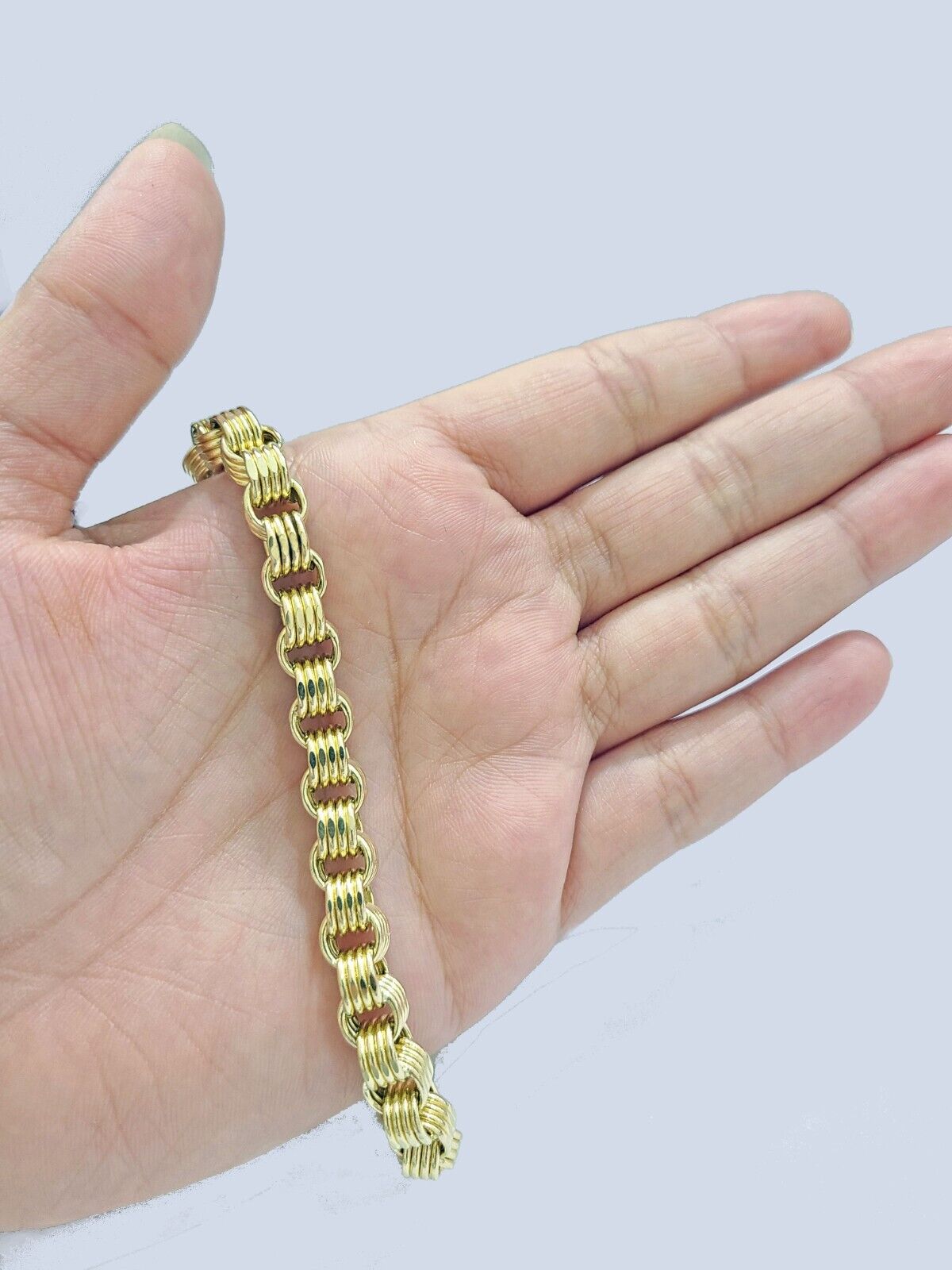 Real 10k Yellow Gold 8mm Box Byzantine Bracelet 8" inch 10kt Unisex Men Women - GoldenlinQ