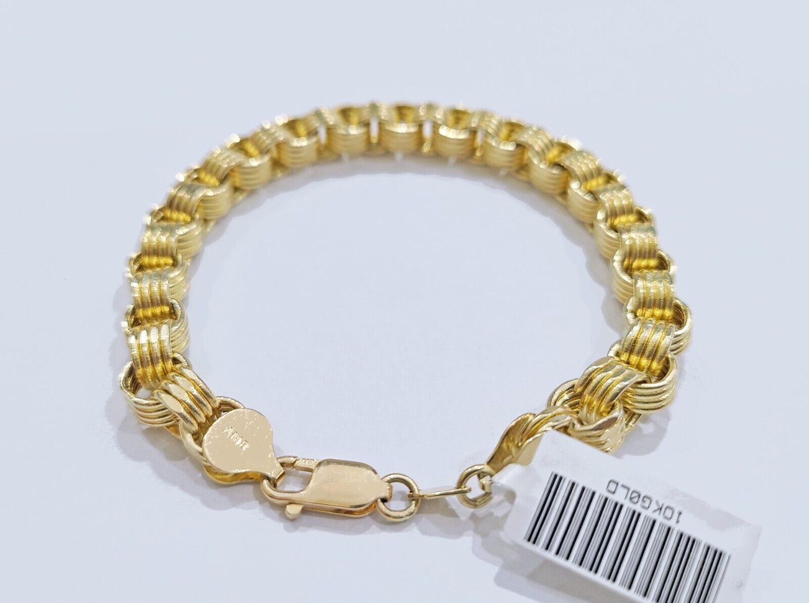 Real 10k Yellow Gold 8mm Box Byzantine Bracelet 8" inch 10kt Unisex Men Women - GoldenlinQ