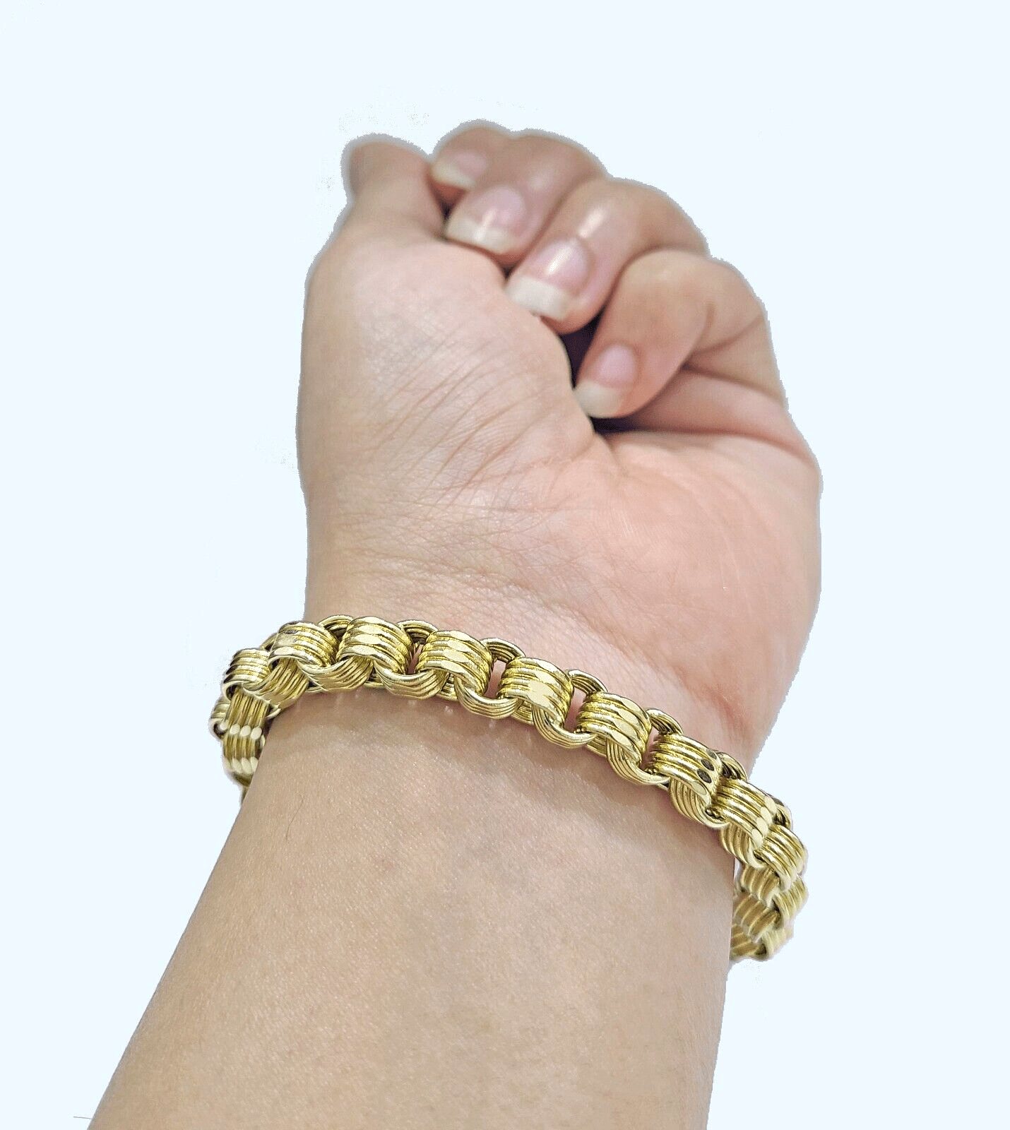 Real 10k Yellow Gold 8mm Box Byzantine Bracelet 8" inch 10kt Unisex Men Women - GoldenlinQ