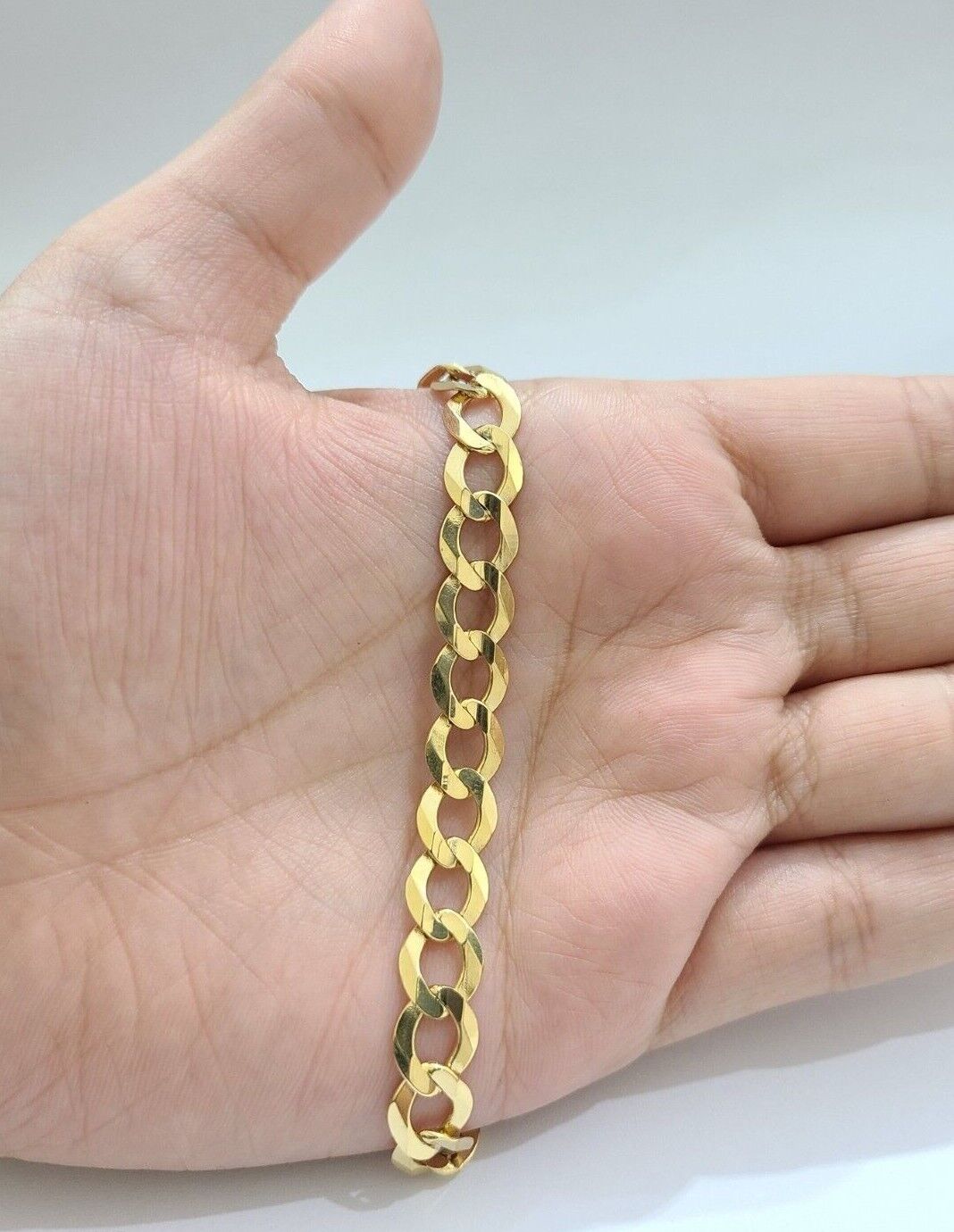 Real 10K Yellow Gold 8mm Cuban Curb Link Bracelet 8" inch 10kt Lobster lock - GoldenlinQ