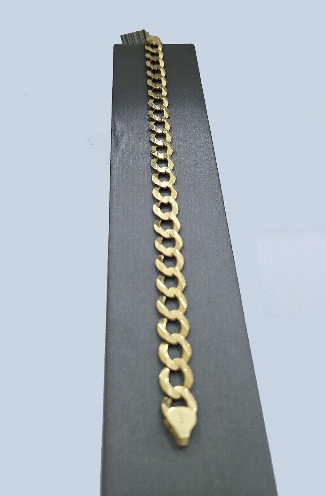 Real 10K Yellow Gold 8mm Cuban Curb Link Bracelet 8" inch 10kt Lobster lock - GoldenlinQ