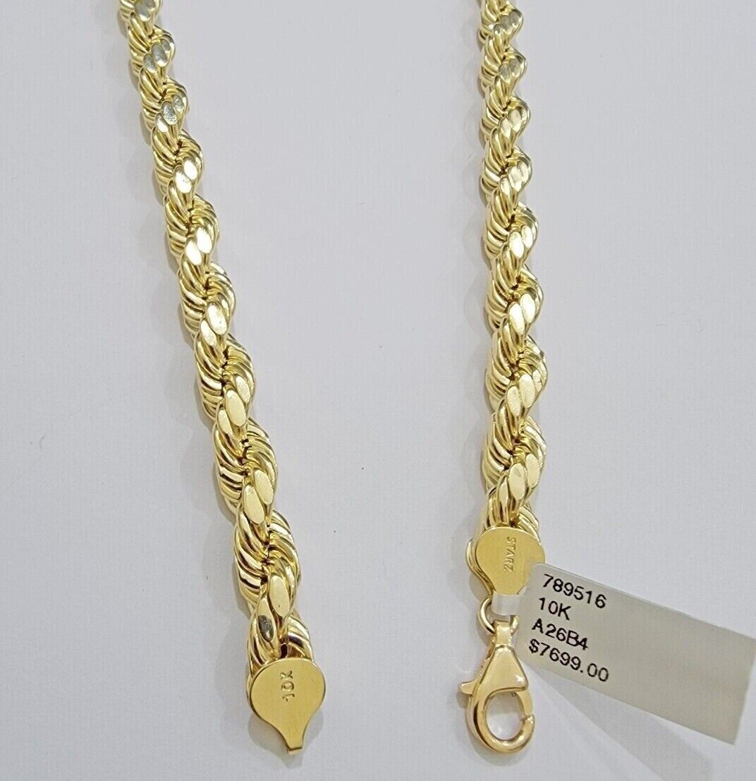 Real 10k Yellow Gold 8mm Rope Chain Necklace 18 in - 30 Inch Diamond Cuts 10kt - GoldenlinQ