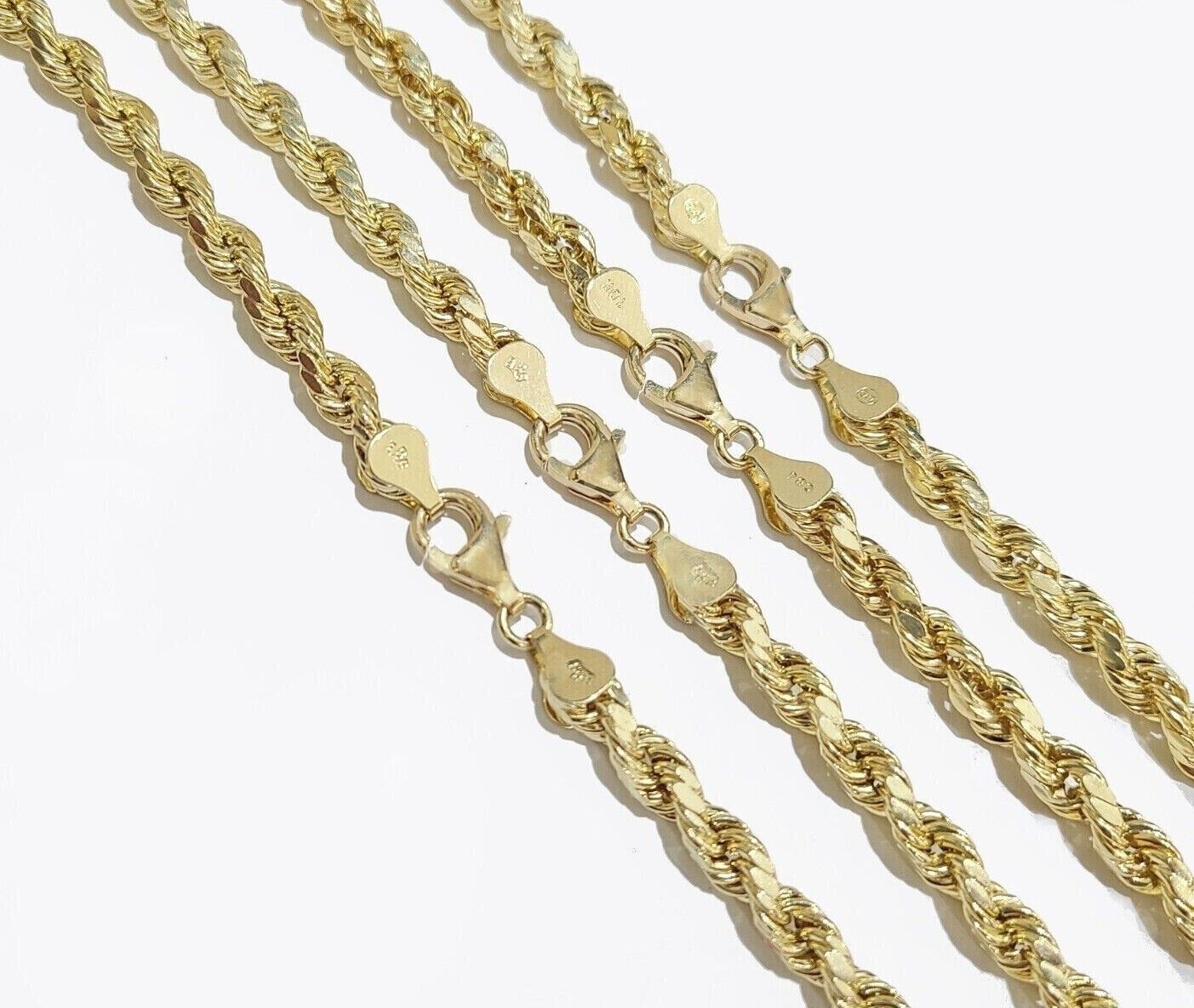 Real 10k Yellow Gold 8mm Rope Chain Necklace 18 in - 30 Inch Diamond Cuts 10kt - GoldenlinQ