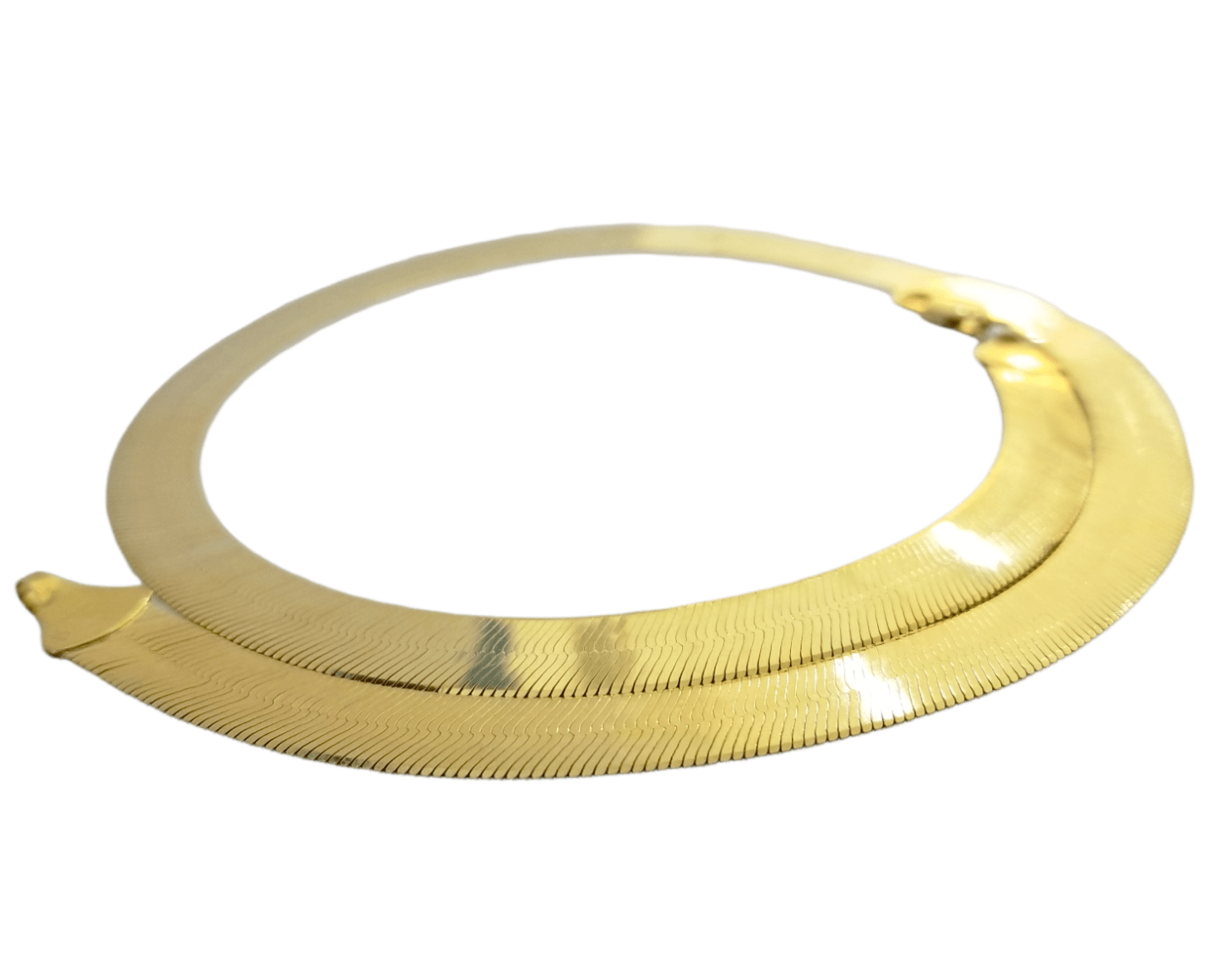 Real 10k Yellow Gold 9mm Herring Bone Chain Necklace 22" Inch Lobster lock - GoldenlinQ