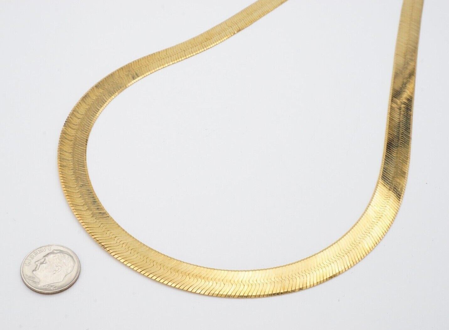 Real 10k Yellow Gold 9mm Herringbone Chain Necklace 20" Inch Lobster lock - GoldenlinQ