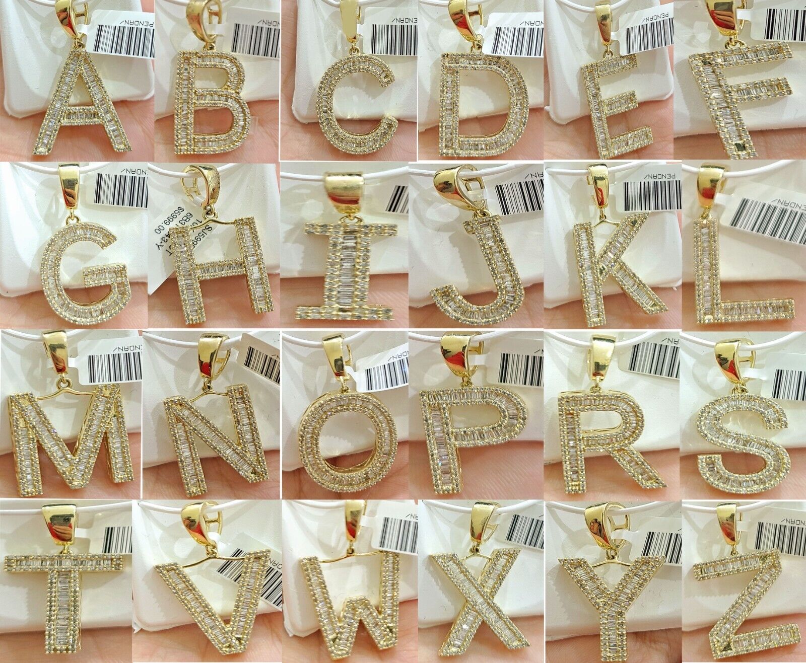 Real 10K Yellow Gold Alphabets Diamond Cut Charm A - Z Pendant Initials - GoldenlinQ