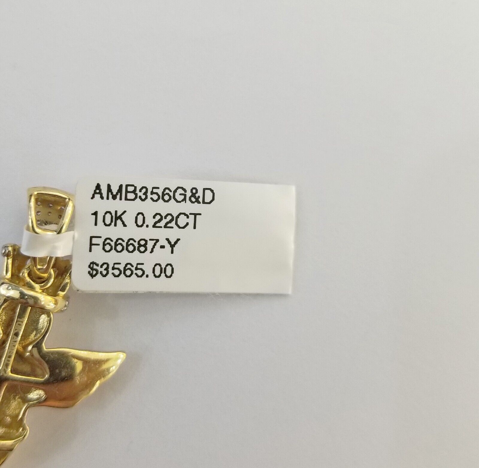 Real 10k Yellow Gold Angel Praying Hand Real Diamond Pendant Mini Angel Charm - GoldenlinQ