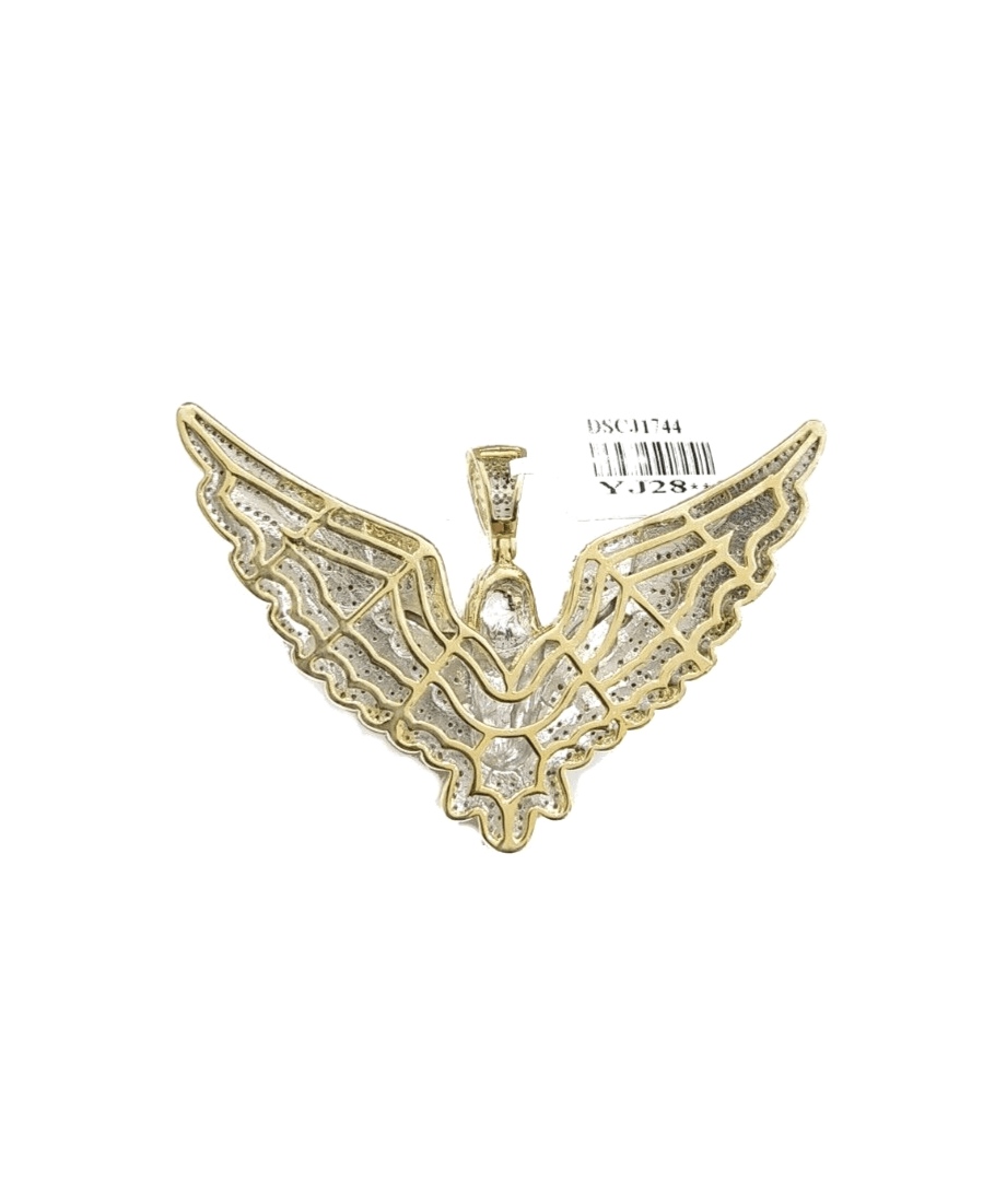 Real 10k Yellow Gold Angel Wing Diamond 1.17CT Charm Pendant 10kt for Chain - GoldenlinQ