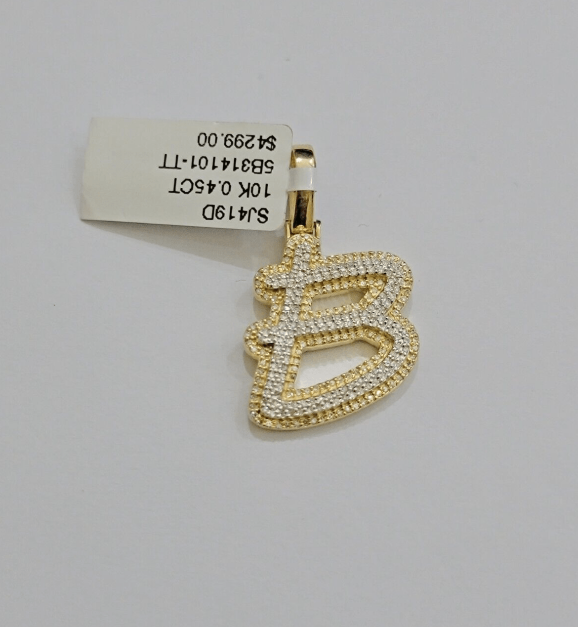 Real 10k Yellow Gold B Charm Pendant Letter Initial With Diamonds For Mens - GoldenlinQ