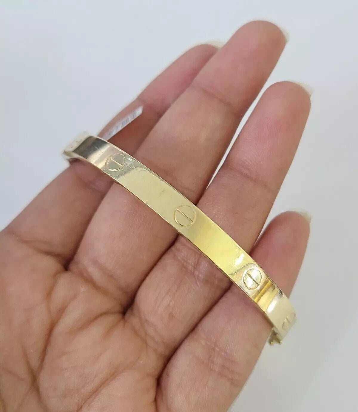 Real 10k Yellow Gold Bangle Bracelet For Ladies, Shiny And Solid 10kt Gold - GoldenlinQ