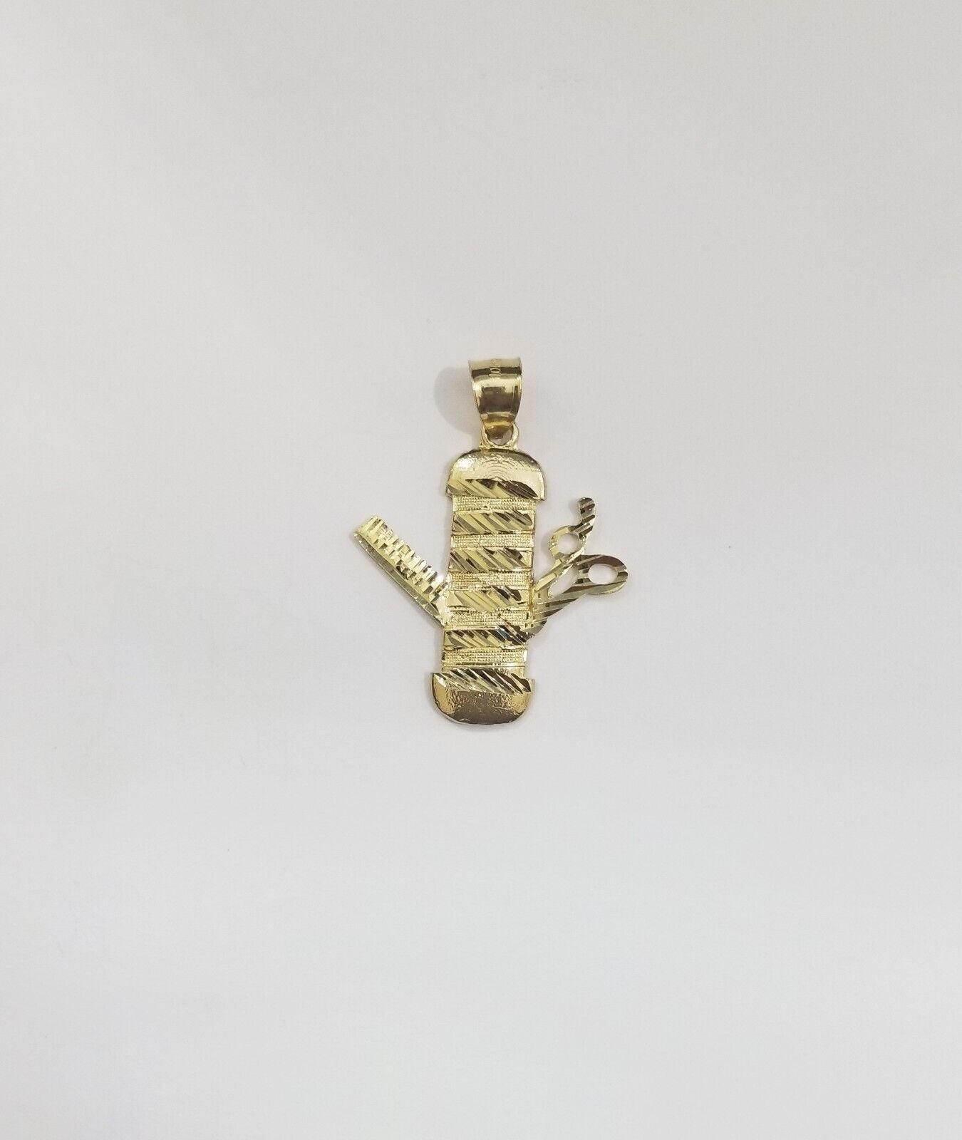 Real 10k Yellow Gold Barber Charm Pendant 10kt for Chain - GoldenlinQ