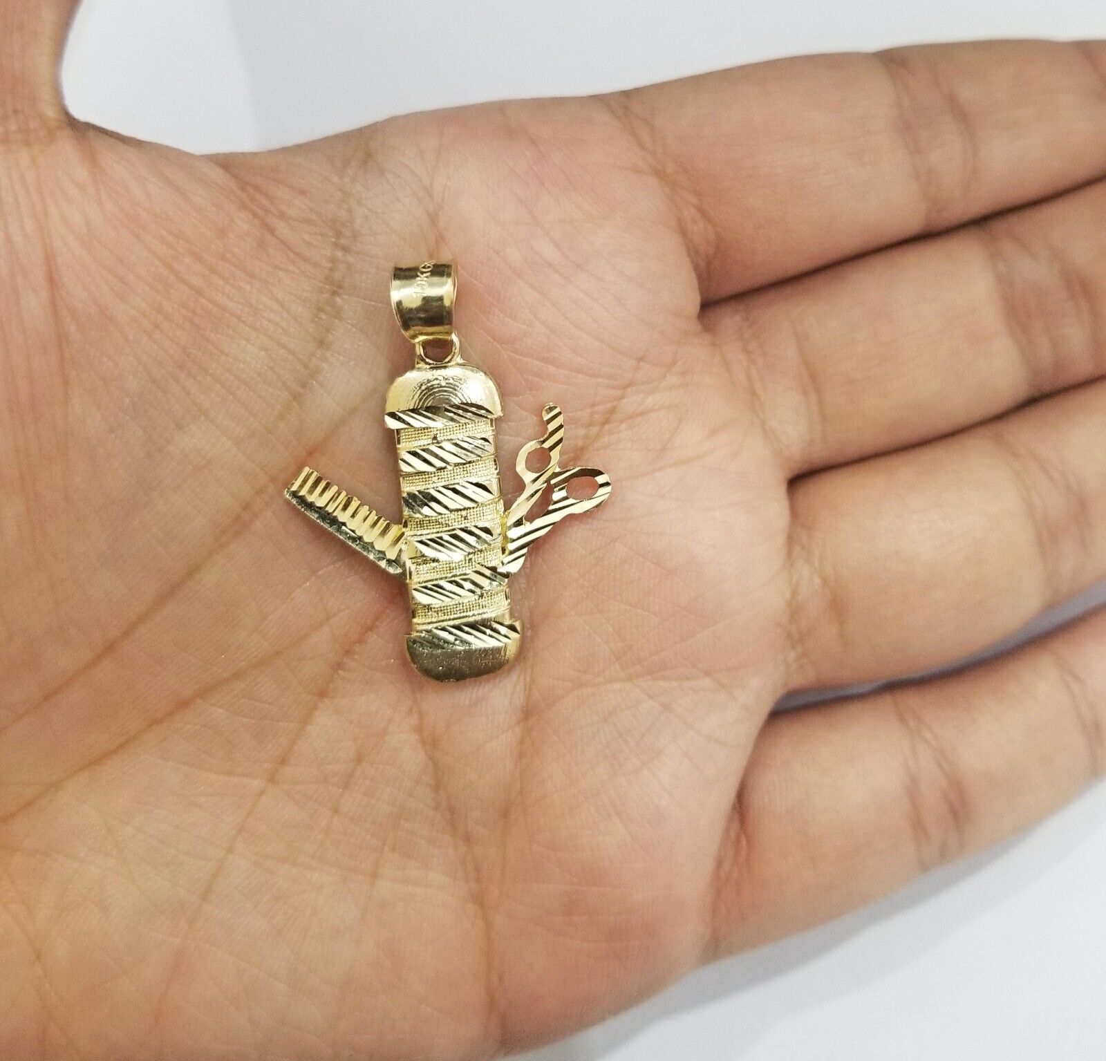 Real 10k Yellow Gold Barber Charm Pendant 10kt for Chain - GoldenlinQ
