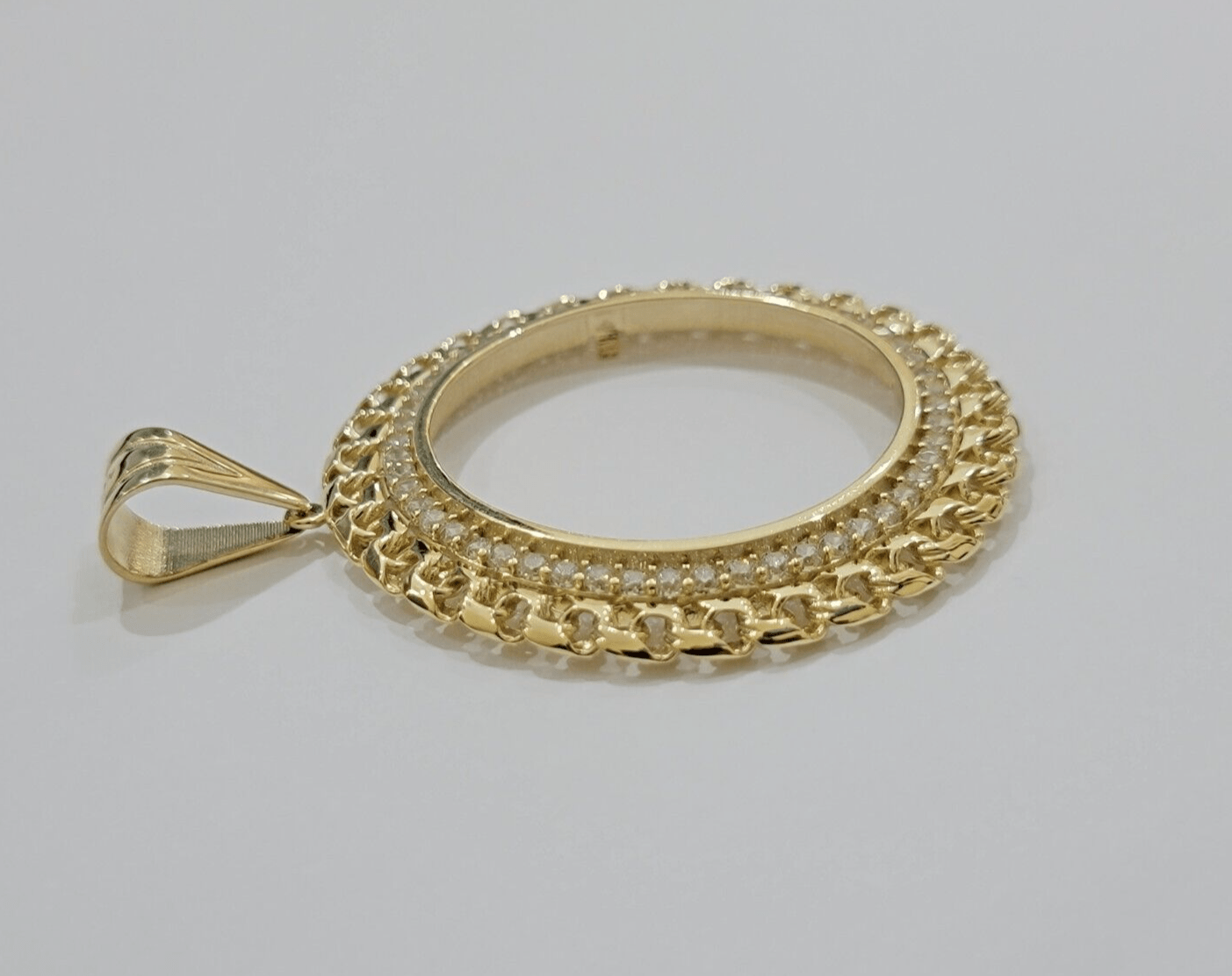 Real 10k Yellow Gold Bezel Charm Pendant Round Mexican Centenario Coin 10kt SALE - GoldenlinQ