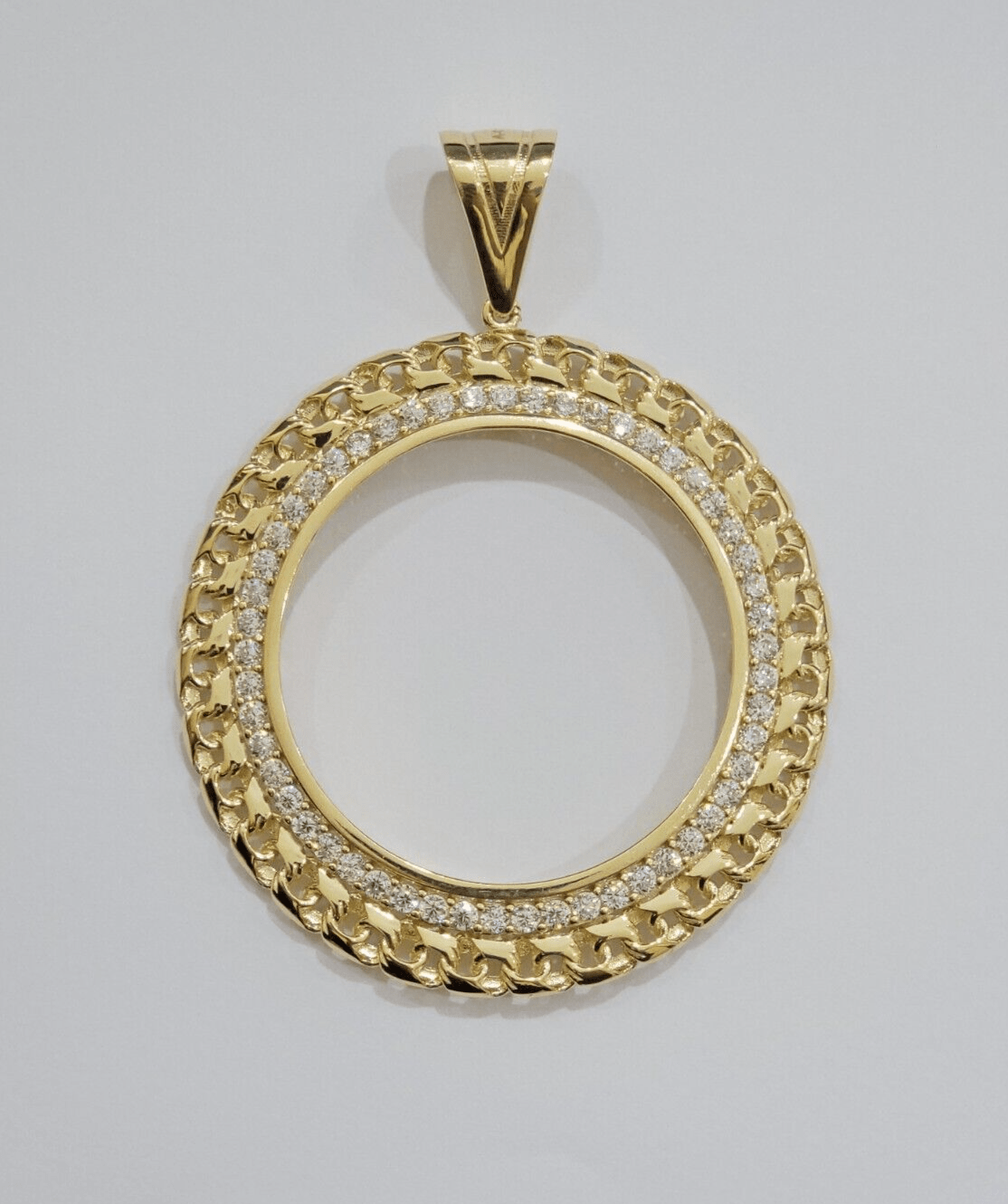Real 10k Yellow Gold Bezel Charm Pendant Round Mexican Centenario Coin 10kt SALE - GoldenlinQ