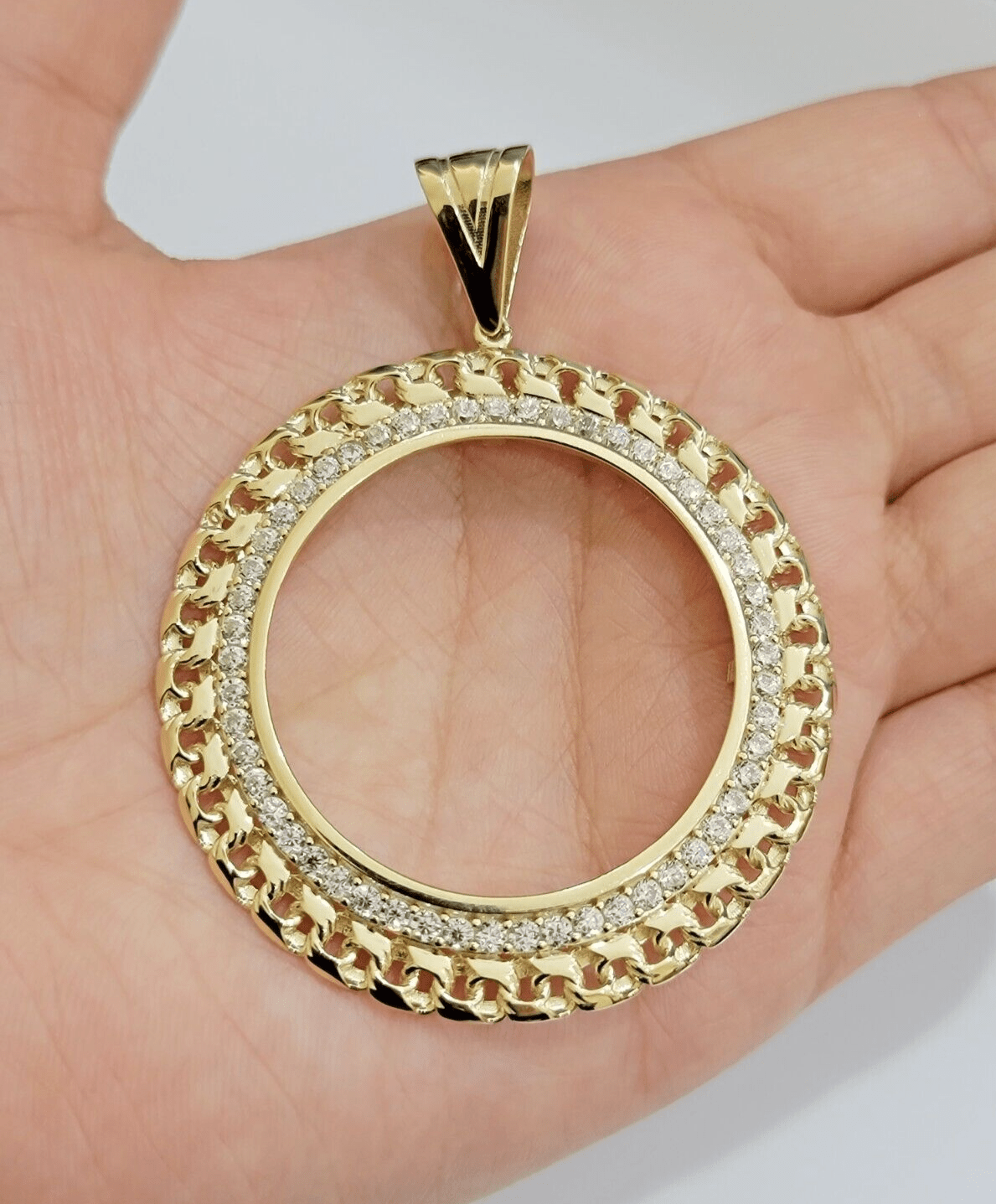 Real 10k Yellow Gold Bezel Charm Pendant Round Mexican Centenario Coin 10kt SALE - GoldenlinQ