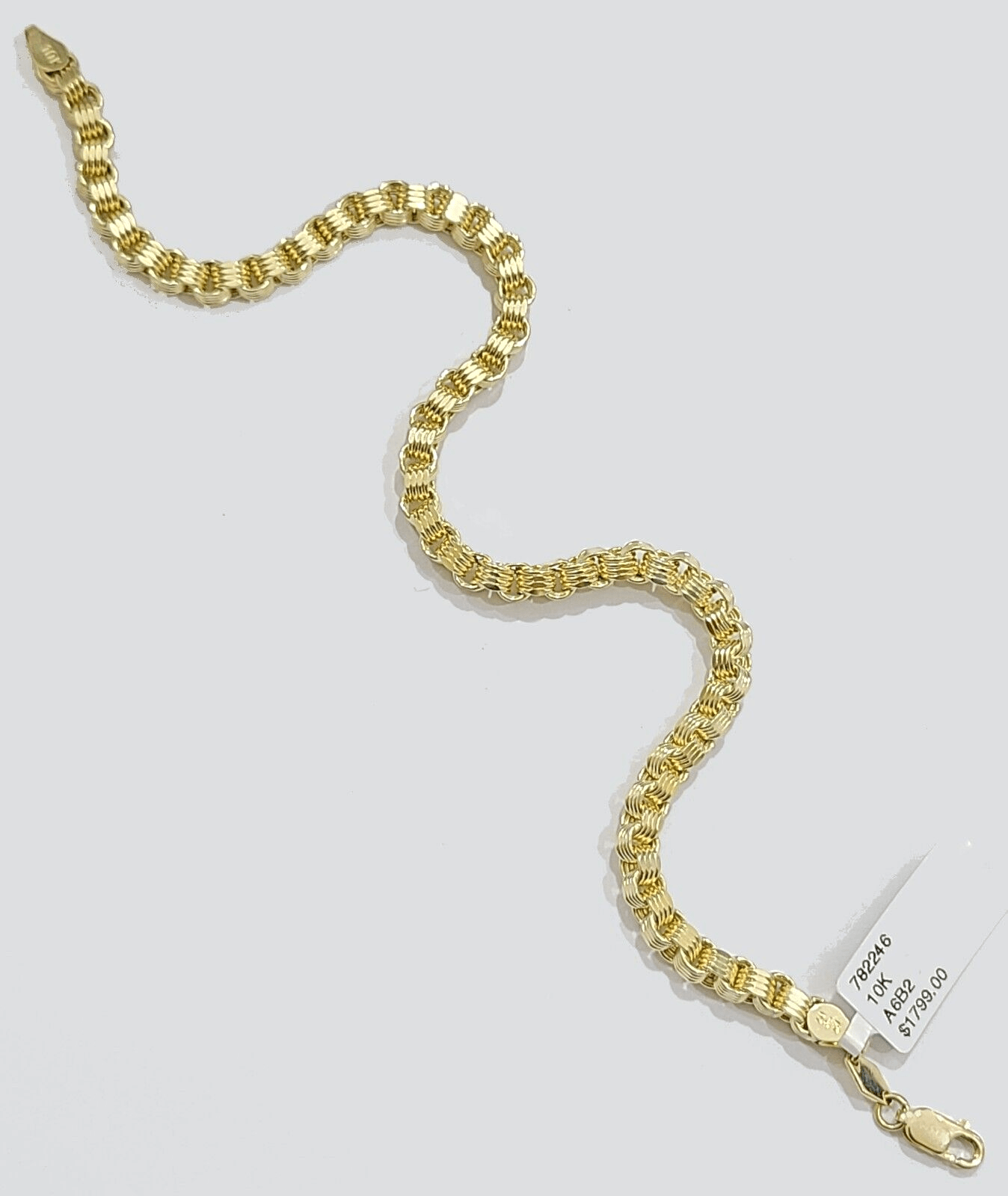 Real 10k Yellow Gold Box Byzantine Bracelet 4mm Unisex 9.5" inch 10kt Men Women - GoldenlinQ