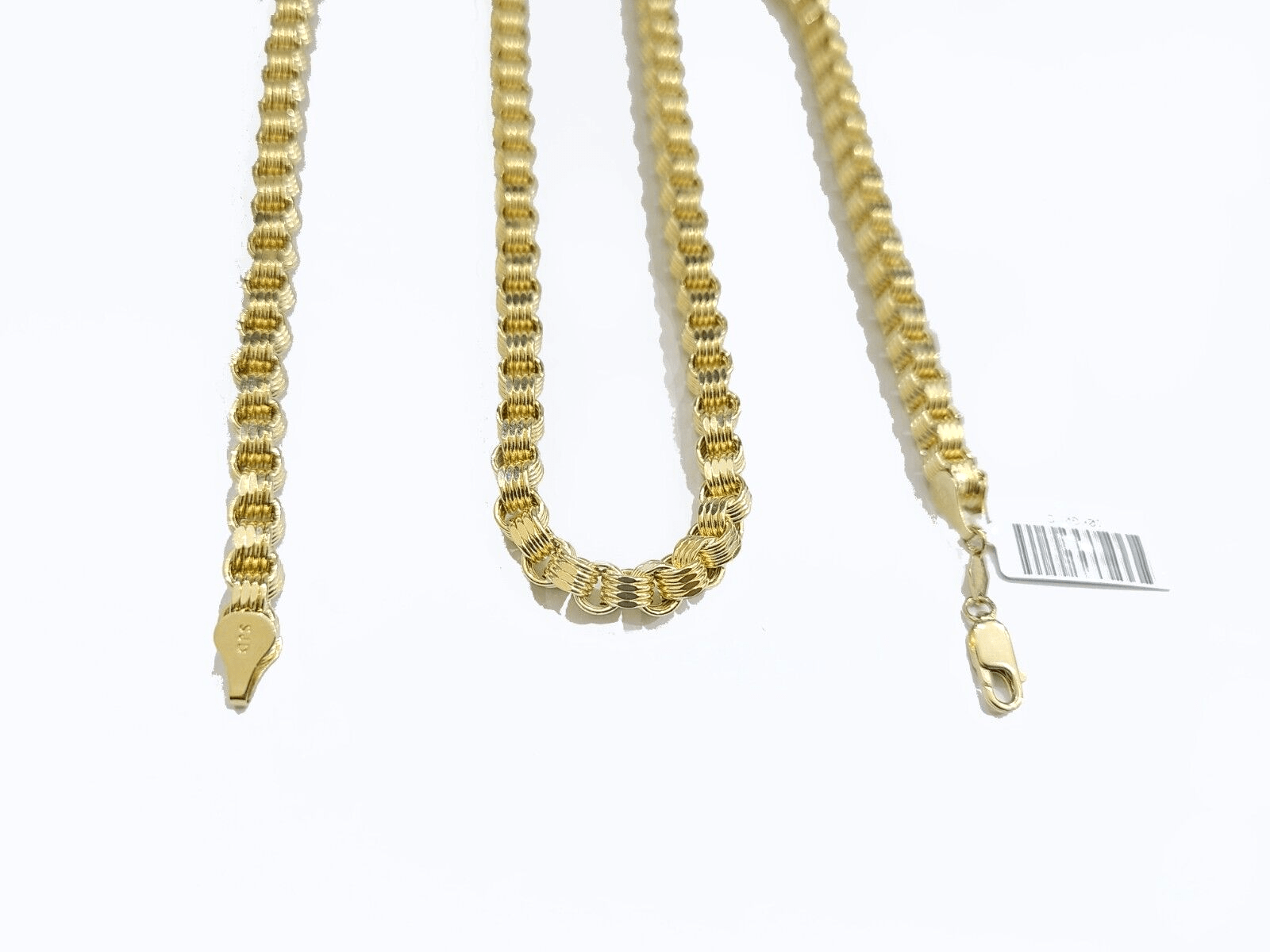 Real 10k Yellow Gold Box Byzantine Necklace 5mm 22" inch Unisex 10kt Chain - GoldenlinQ