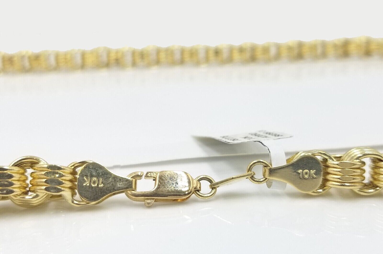 Real 10k Yellow Gold Box Byzantine Necklace 6.5mm 24" inch For Men 10kt Chain - GoldenlinQ