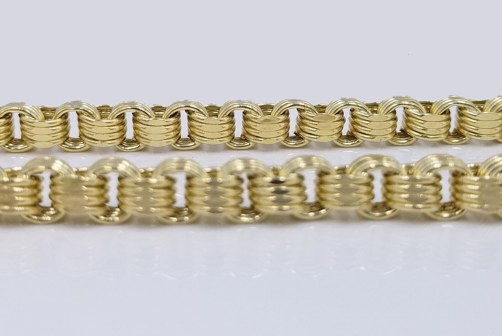 Real 10k Yellow Gold Box Byzantine Necklace 6.5mm 26" inch For Men 10kt Chain - GoldenlinQ