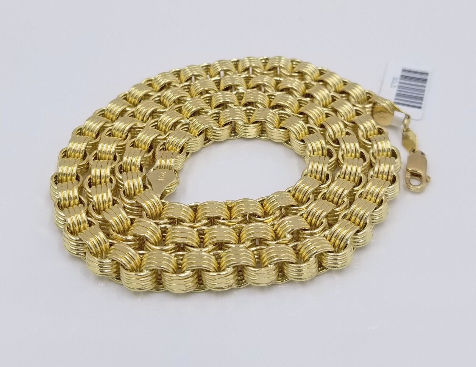 Real 10k Yellow Gold Box Byzantine Necklace 6mm 24" inch For Men 10kt Chain - GoldenlinQ