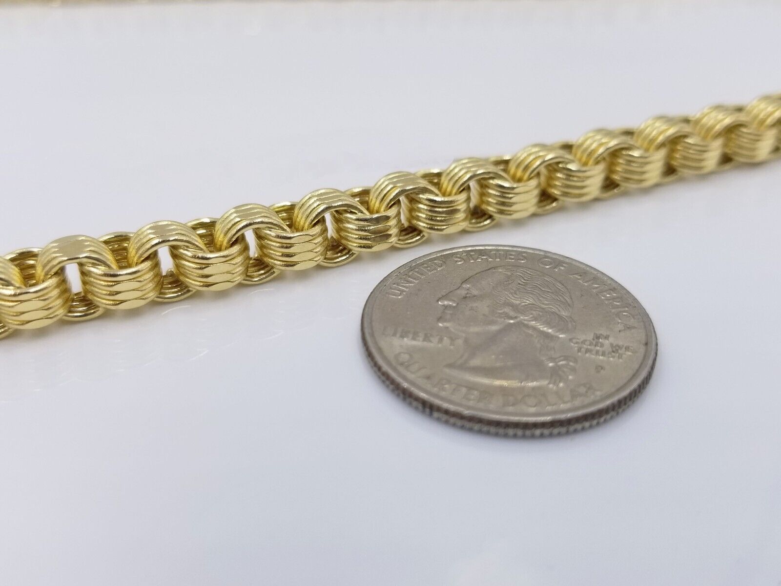 Real 10k Yellow Gold Box Byzantine Necklace 6mm 24" inch For Men 10kt Chain - GoldenlinQ