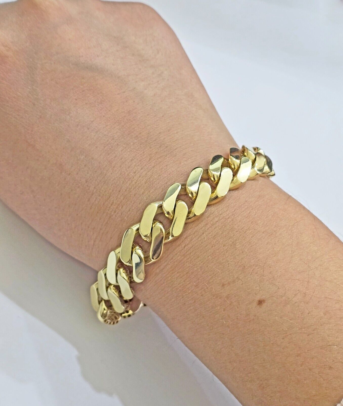 Real 10k Yellow Gold Bracelet 13mm 9 Inch Royal Monaco Cuban Link Mens Box Clasp - GoldenlinQ