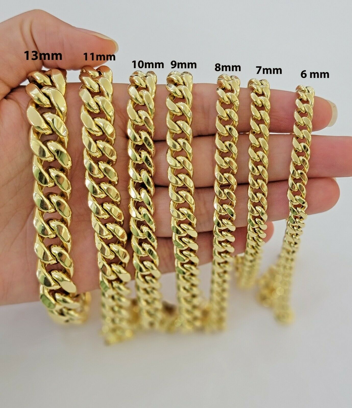 Real 10k Yellow Gold Bracelet 6mm - 13mm Miami Cuban Link 9" Inch Mens 10kt ,Chain - GoldenlinQ