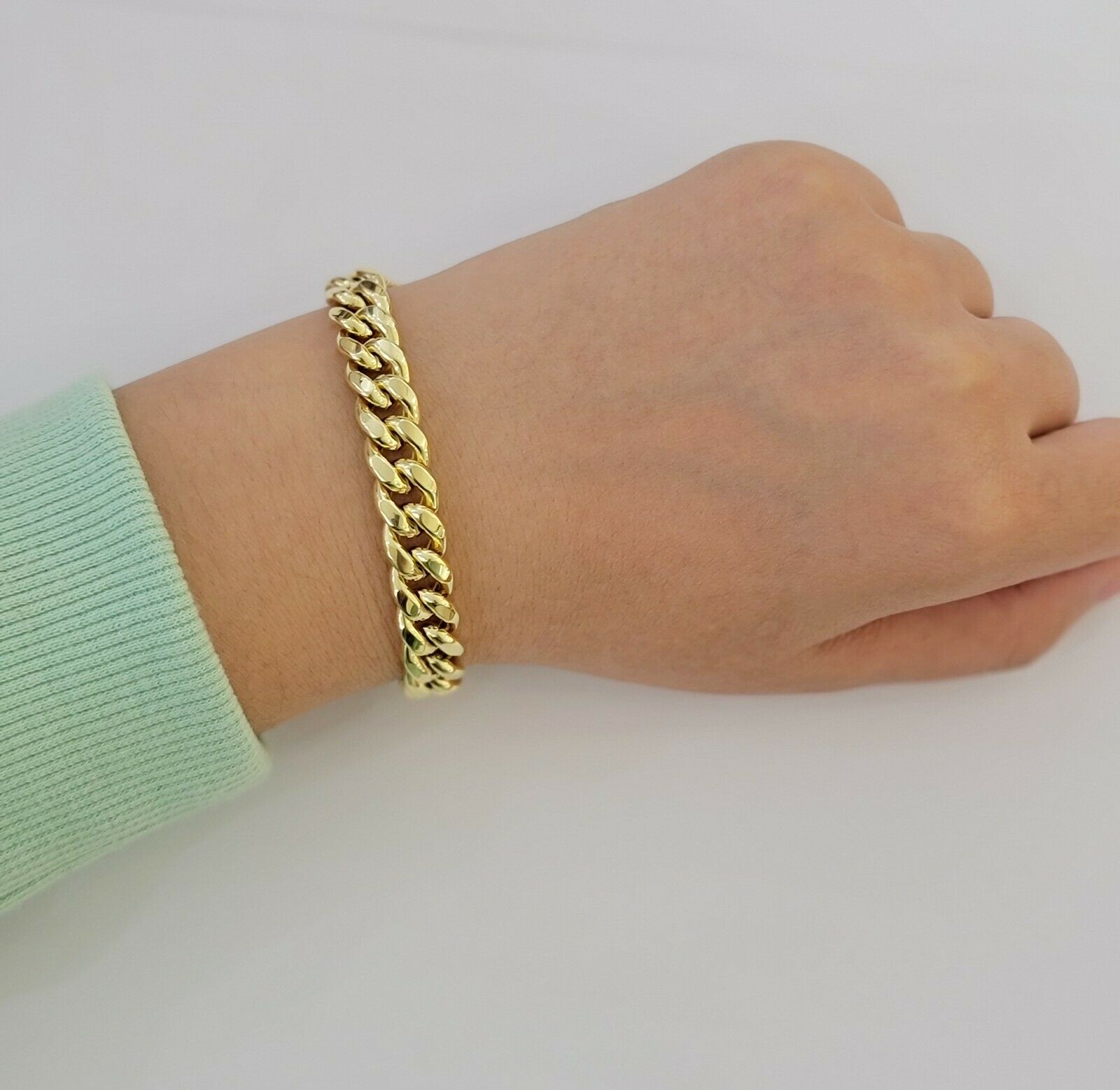 Real 10k Yellow Gold Bracelet 6mm - 13mm Miami Cuban Link 9" Inch Mens 10kt ,Chain - GoldenlinQ