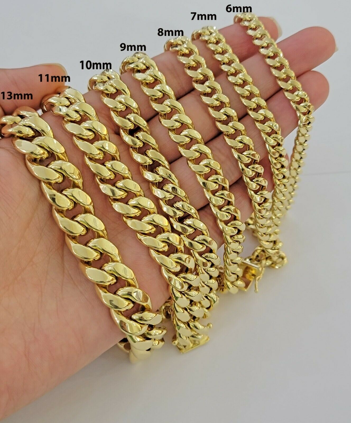 Real 10k Yellow Gold Bracelet 6mm - 15mm Miami Cuban Link 7.5" - 9" Mens 10kt - GoldenlinQ